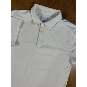 BYLT Lux Polo Shirt Men's Large White Stretch Performance Short Sleeve Golf